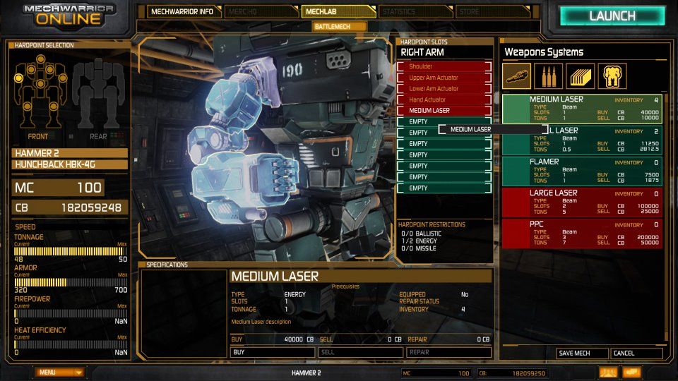 New MechWarrior Online Screenshots Showcase the Mechlab