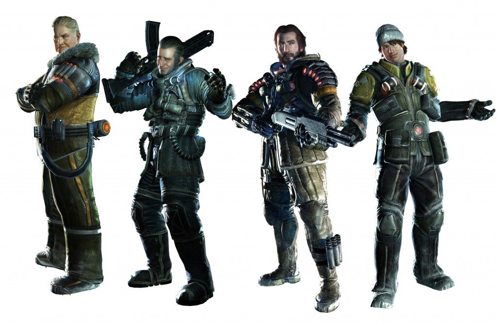 Lost Planet 3 Characters - Braddock, LaRoche, Jim, and Gale Cropped