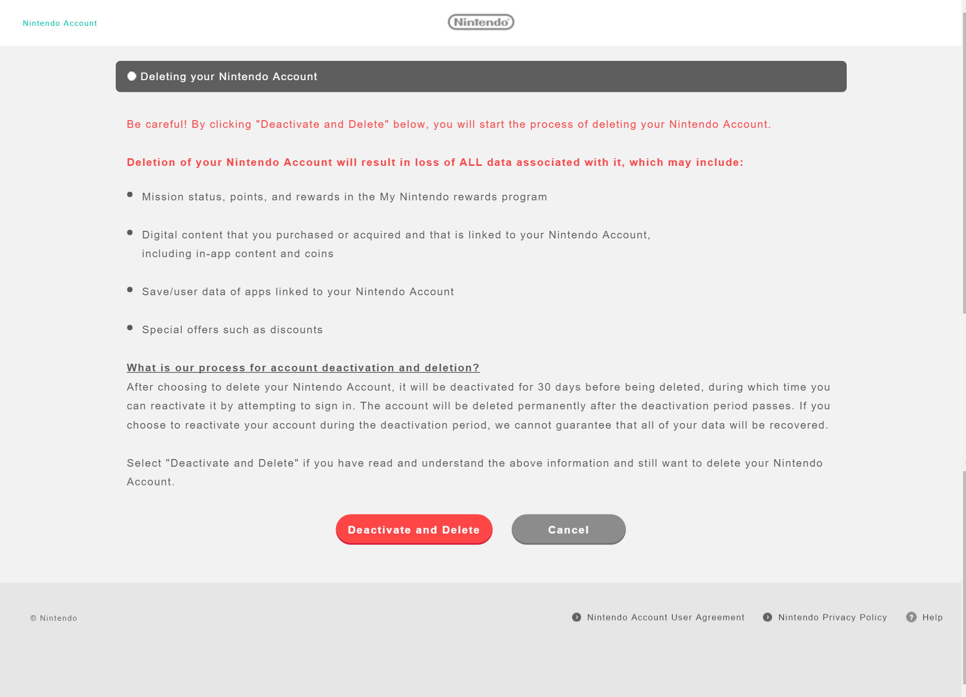 Nintendo Account Delete