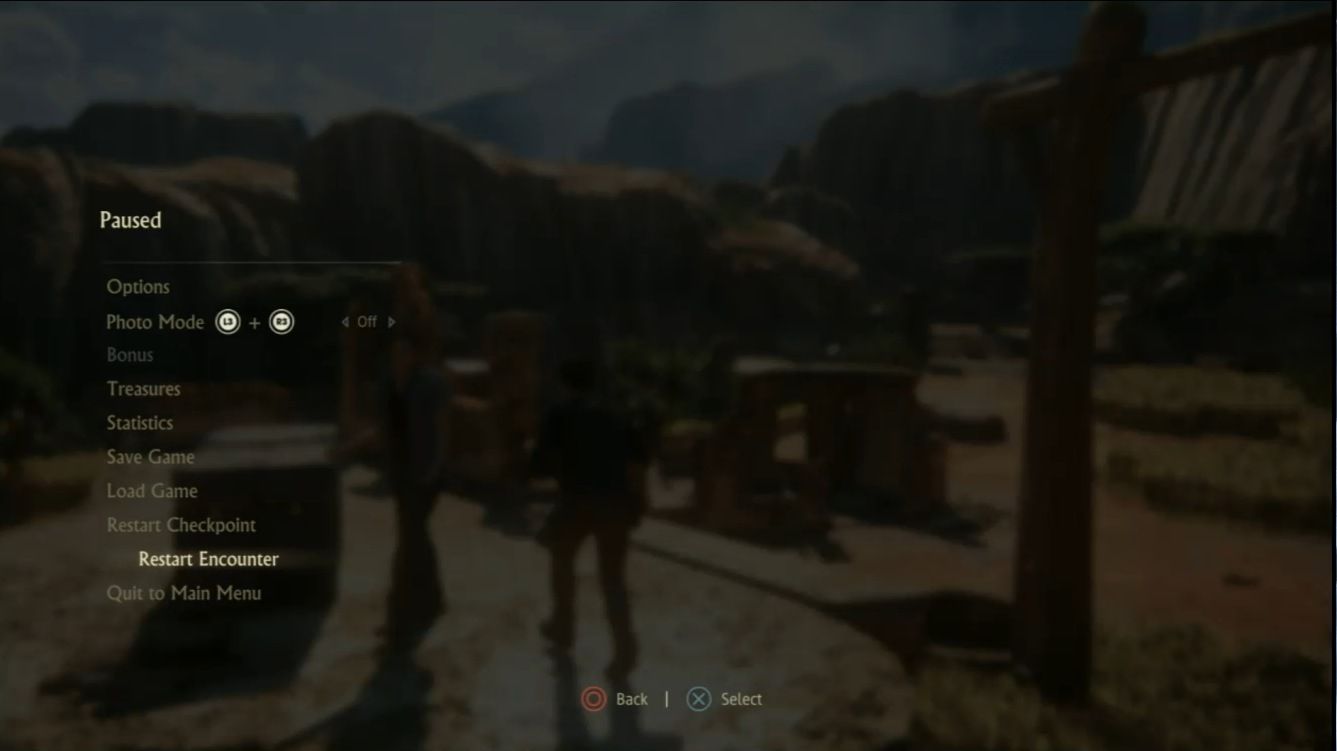 Uncharted4 Pause Menu