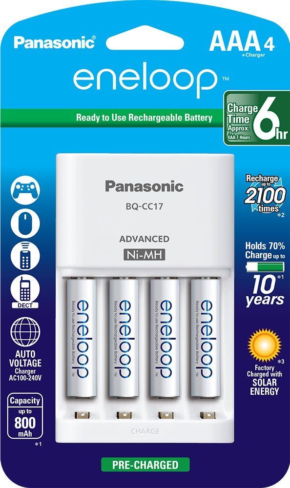 Panasonic Battery Charger Pack with 4 AA eneloop Batteries