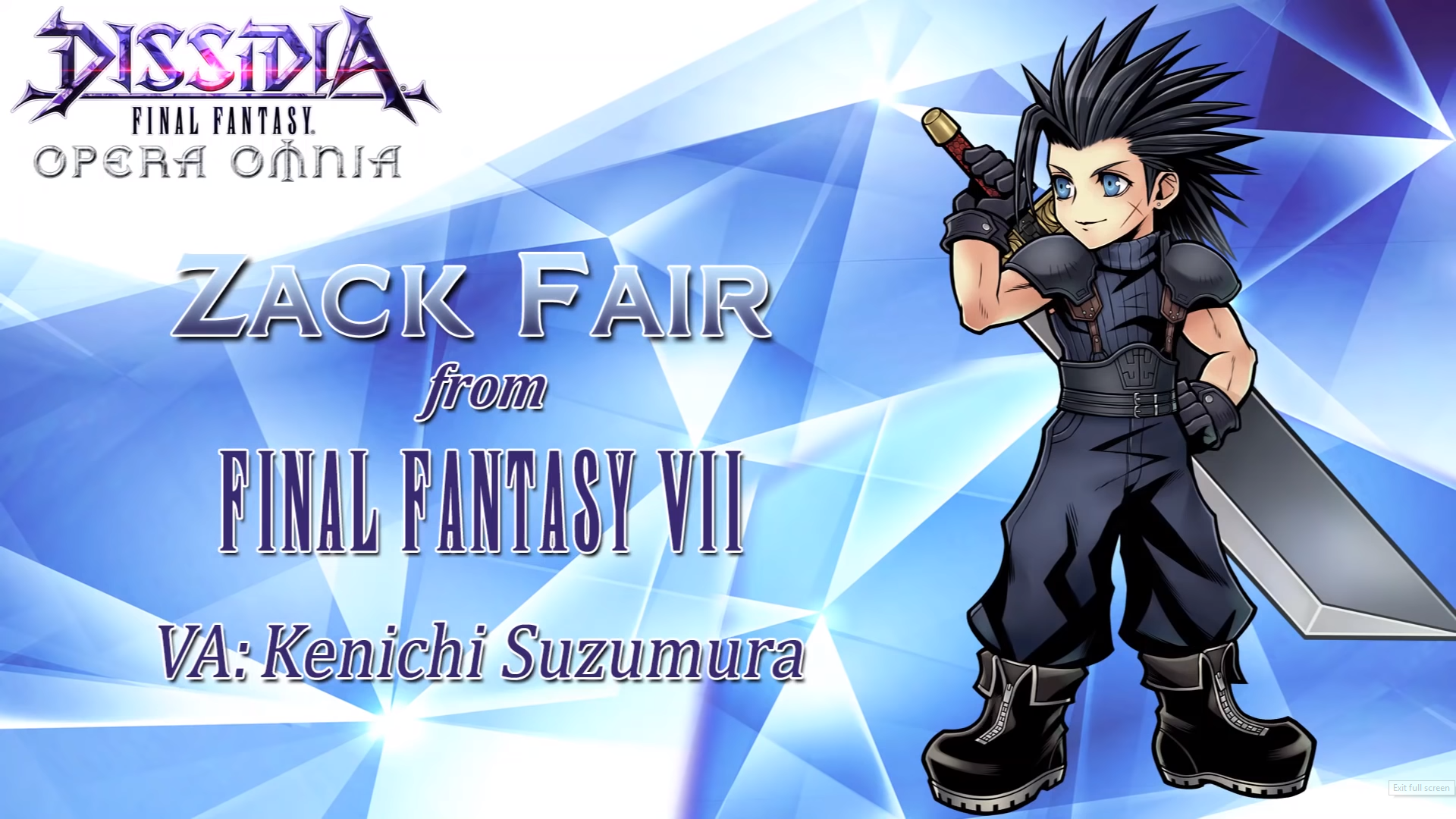 Zack Fair Dissidia Final Fantasy Opera Omnia