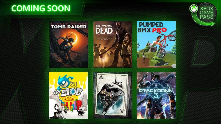 Xbox Game Pass Adding Shadow of the Tomb Raider, Crackdown 3, de Blob, Batman: Return to Arkham and More in February