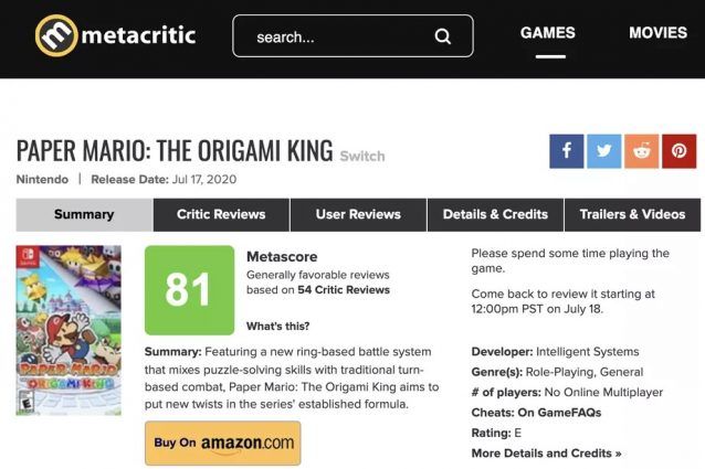 the verge review bombing paper mario ghost of tsushima metacritic