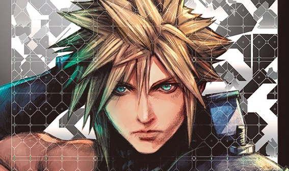 art book Final Fantasy 7 VII Remake Material Ultimania feature Cloud holding sword behind shoulder drawn by Tetsuya Nomura