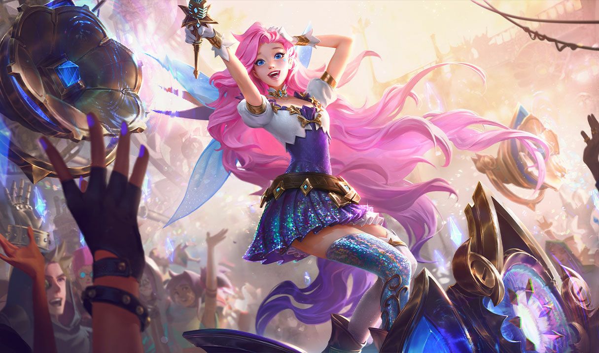Star Guardian Seraphine. There's a custom skin for PC league, a