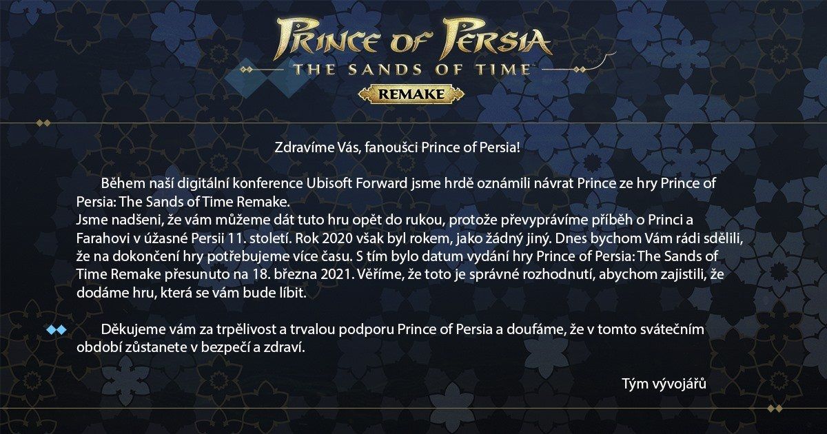 Prince of Persia The Sands of Time Remake Delay