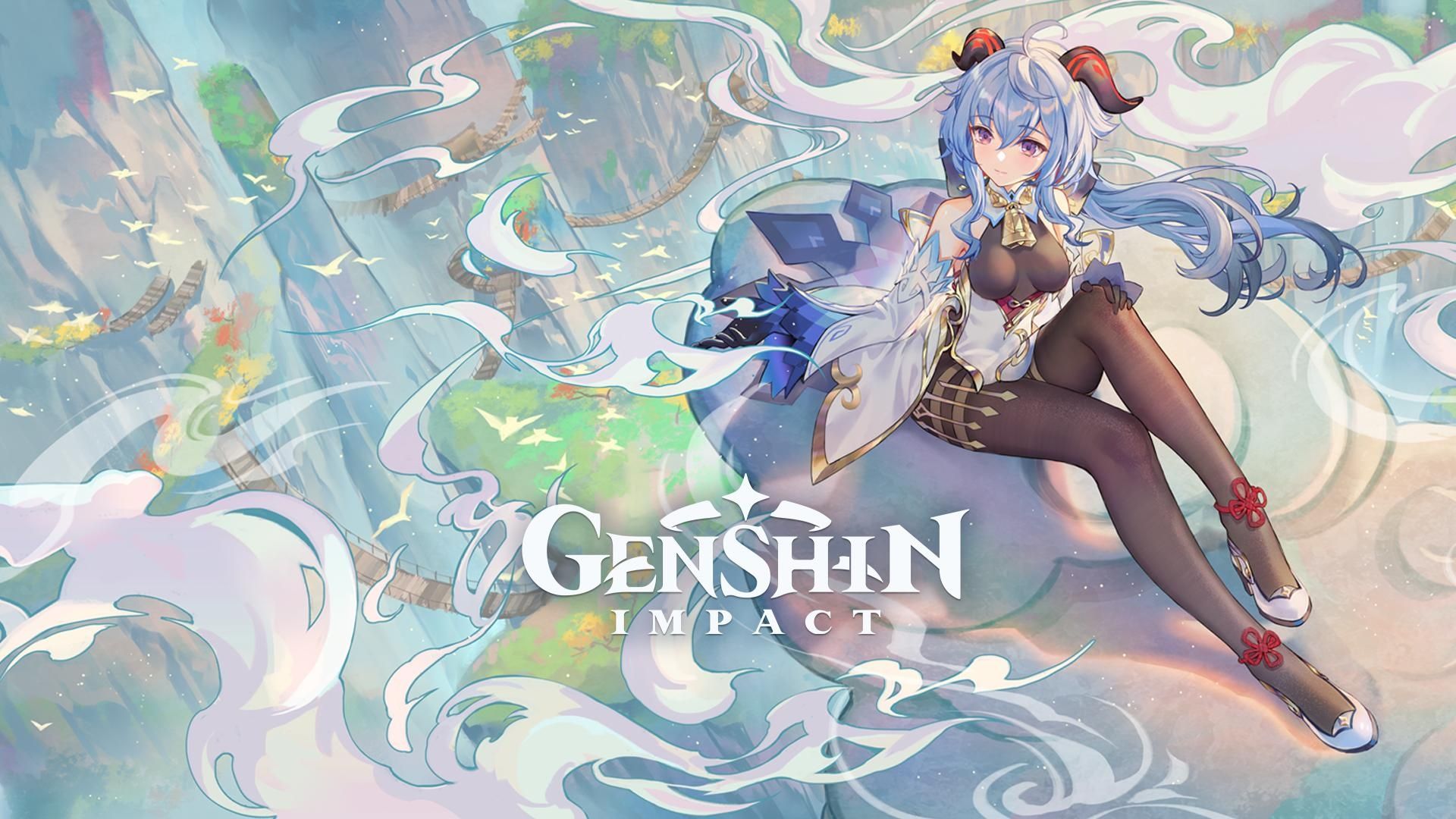 Genshin Impact Ganyu explained story artwork ps4 switch ps5 pc mobile - Ganyu sitting in sea of clouds on top of the stone forest mountain range