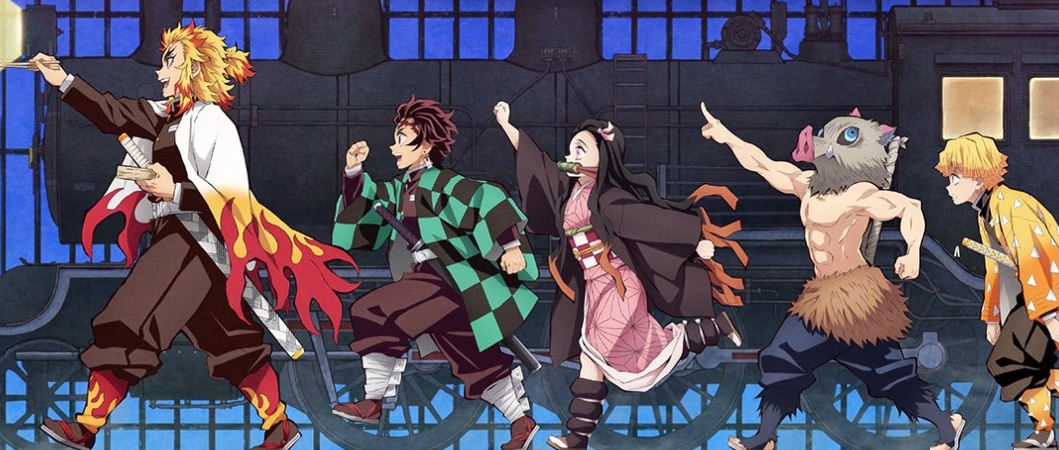 Demon Slayer Kimetsu no Yaiba Game Tag Battle confirmed Hinokami Keppuutan ps4 ps5 xbox one pc - Kyujuro leading the group Mugen Train banner