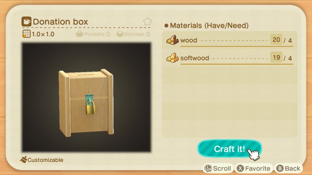 Animal Crossing New Horizons Donation Box