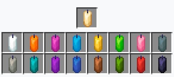 Minecraft 1.18 Candle Colors