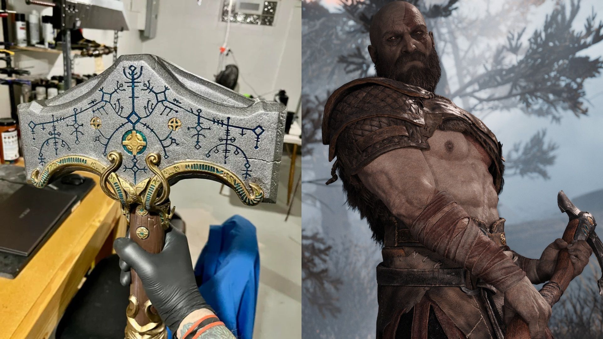 Fã de God of War: Ragnarok cria versão real do Mjolnir