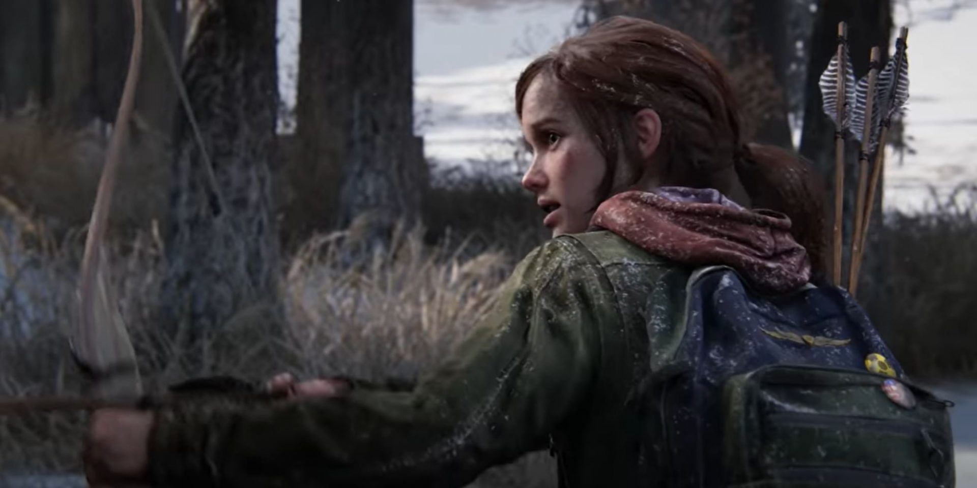 Ellie draws her bow looking to fire an arrow