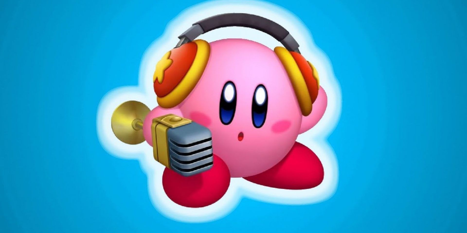 Kirby wearing headphones