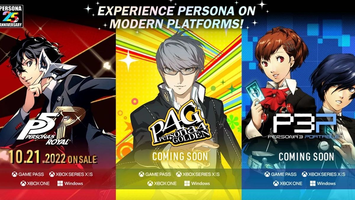 Persona 3,4,5 xbox announcement red yellow blue
