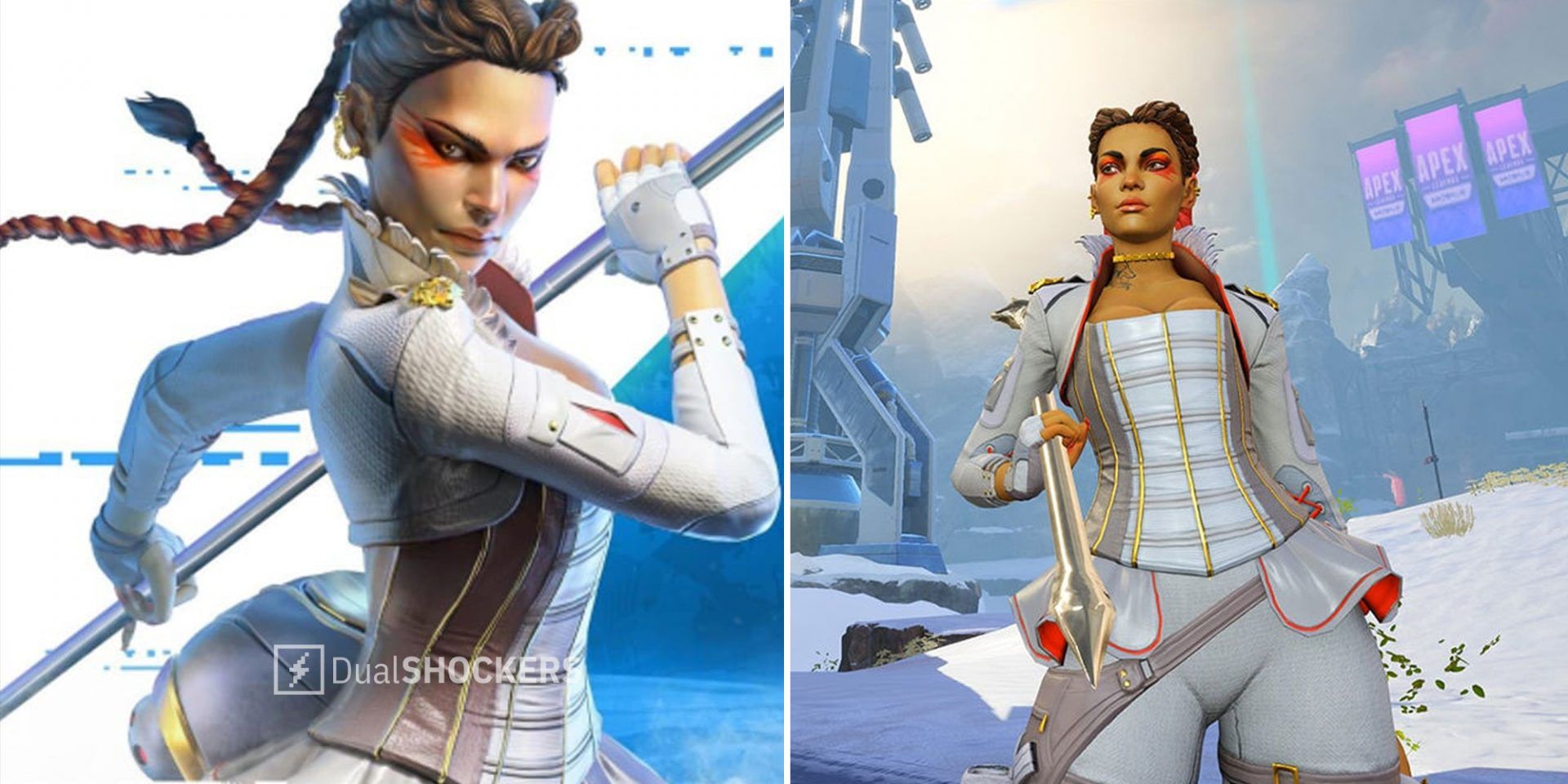 Apex Legends Mobile season 2 new character Loba on left, Loba Cold Snap update on right