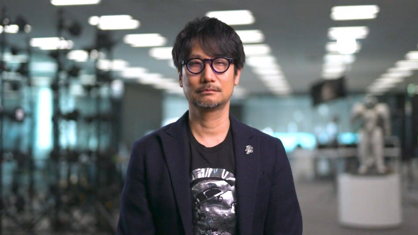 Hideo Kojima looks into the camera as he announces his partnership with Microsoft