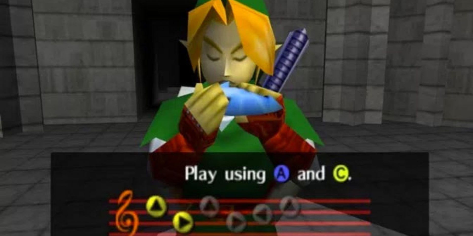 Link playing the Ocarina