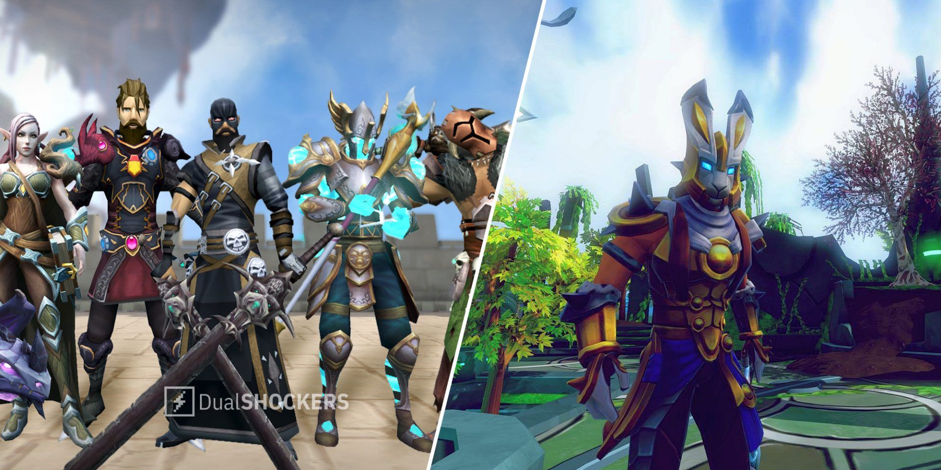 RuneScape Mobile character lineup on left, character player on right