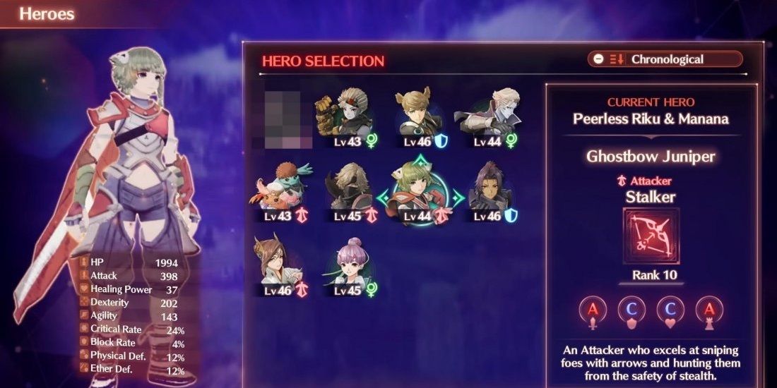 Xenoblade Chronicles 3 Menu Showing Heroes