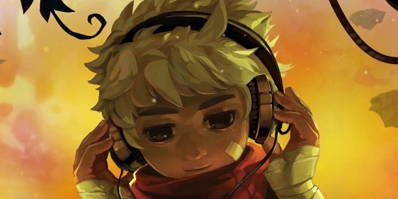The Kid from Bastion listening to music on their headphones.