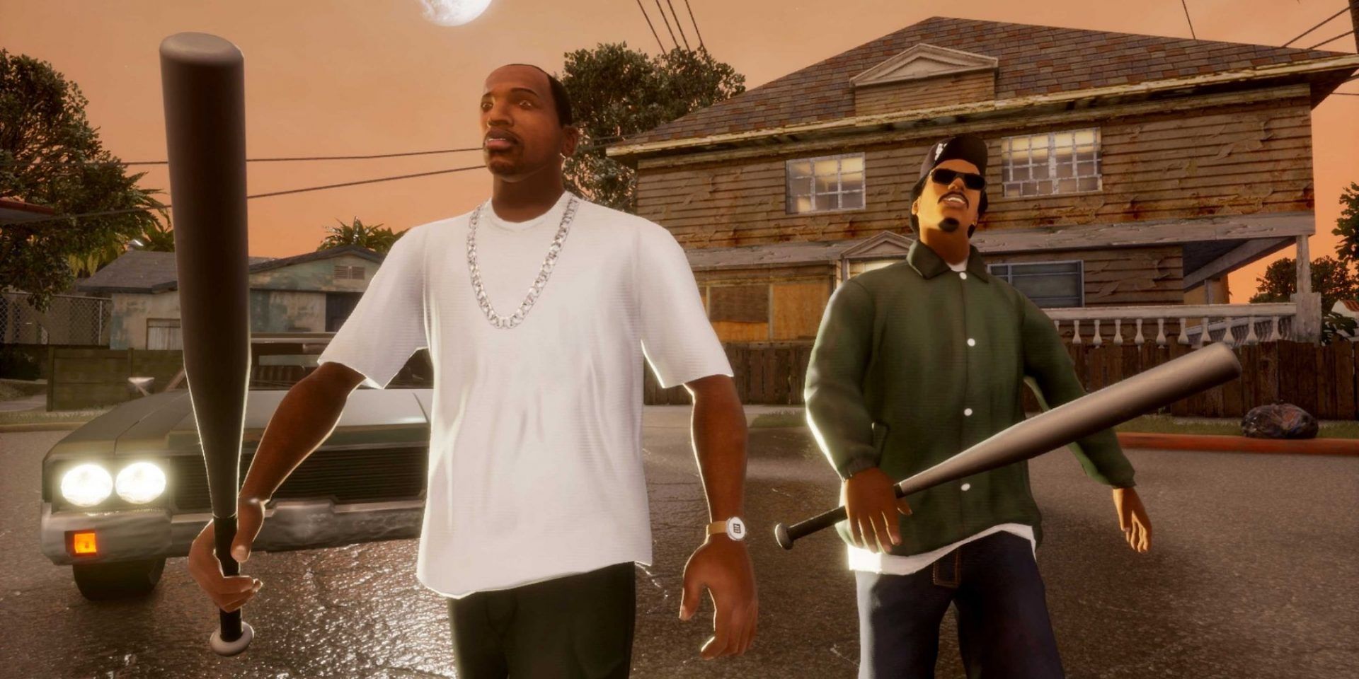 CJ and Lance in the remastered version of Grand Theft Auto: San Andreas 