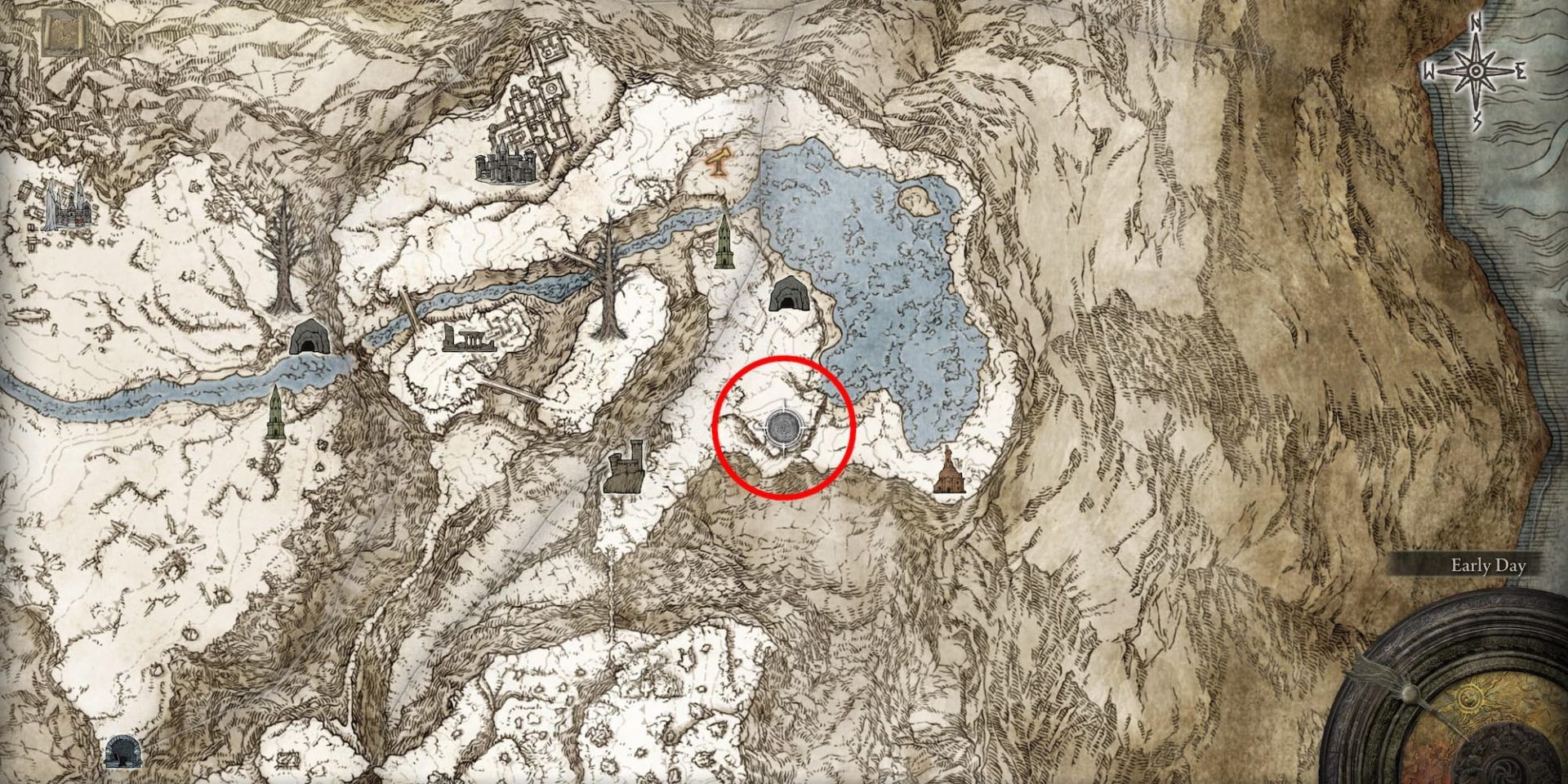 Elden Ring Lord Contender's Evergaol location on the local map.