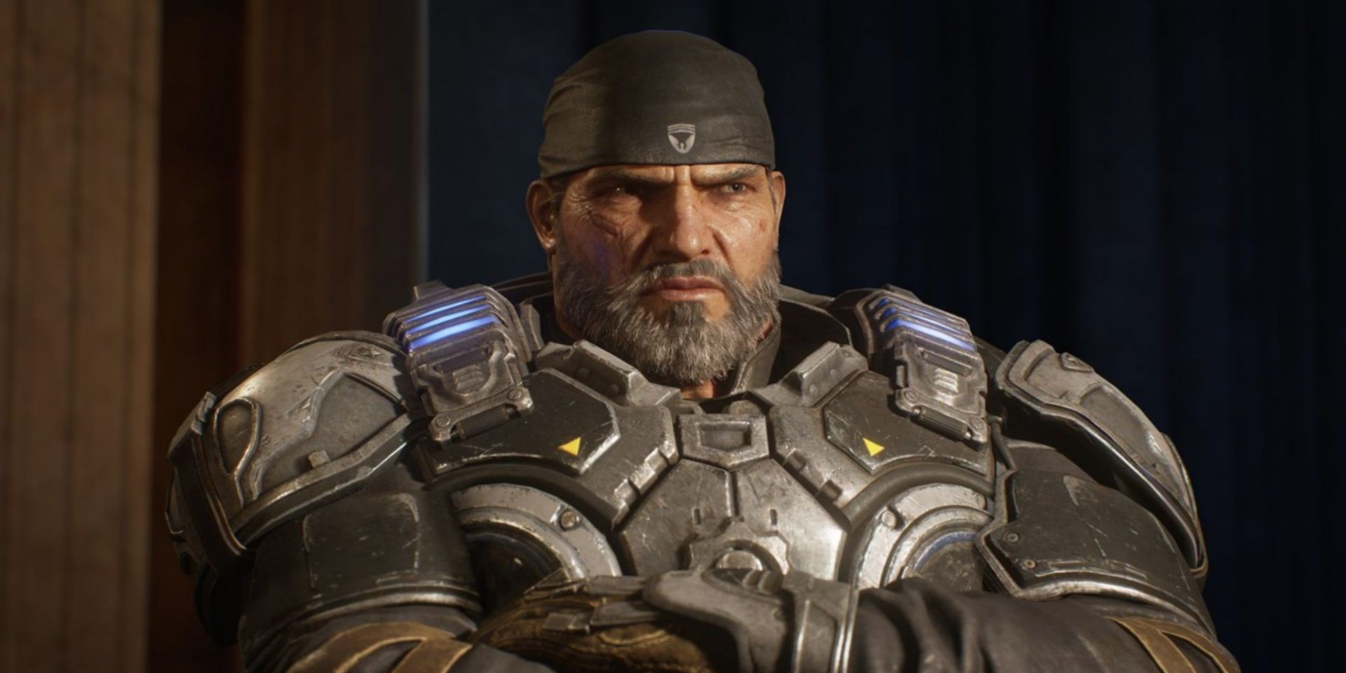 A screenshot of Marcus Fenix from Gears 5