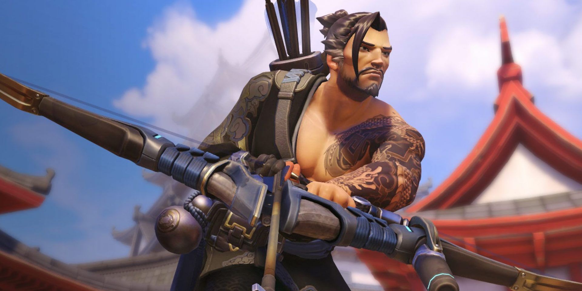 Hanzo runs with his bow and arrows