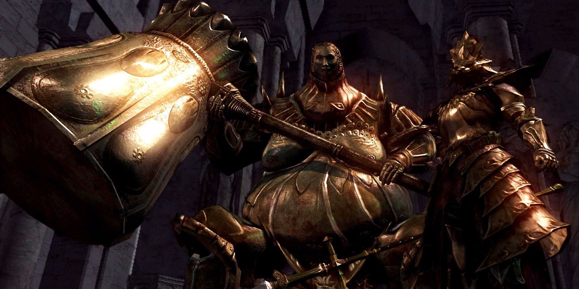 Ornstein and Smough stand in Anor Londo