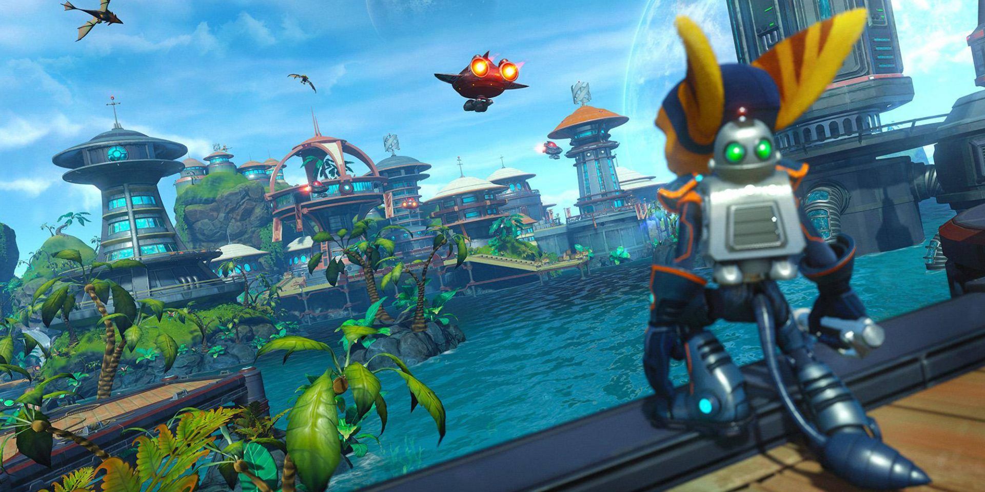 Ratchet and Clank Looking Over Water Planet's Vista