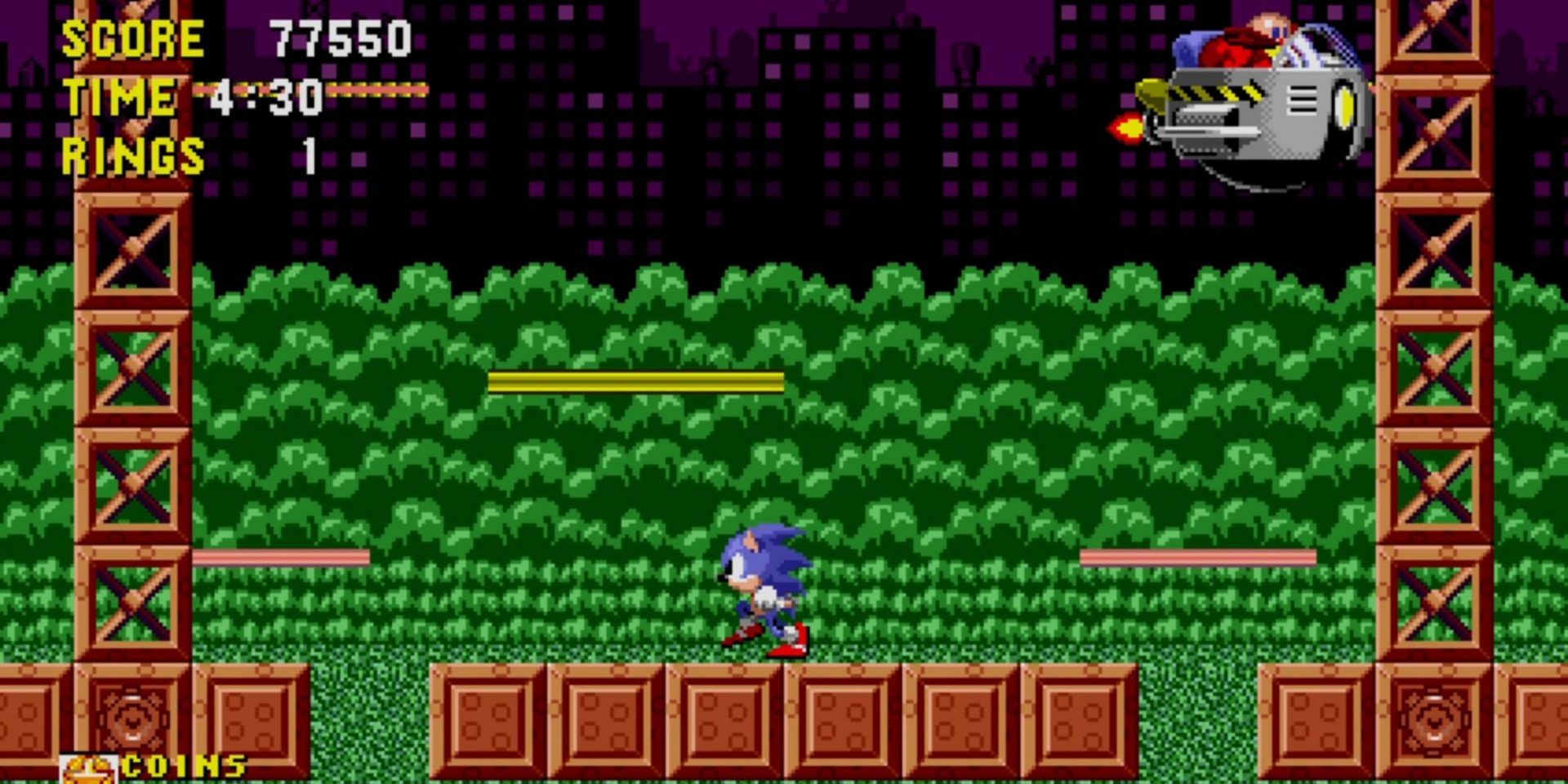 Sonic facing off against Dr. Robotnik