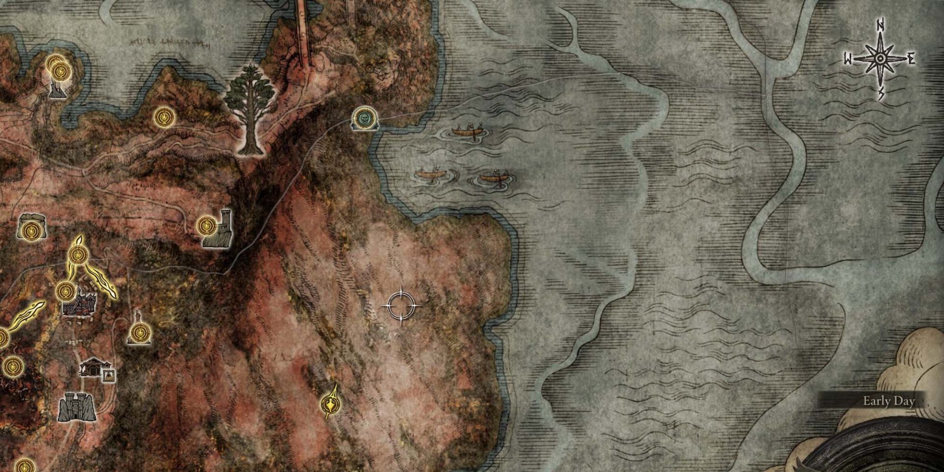 Map Of Caelid in Elden Ring with the War-Catacombs marked on it