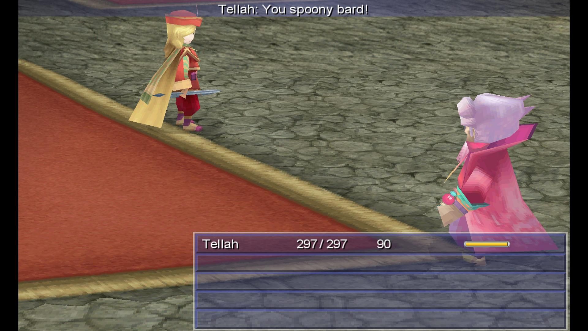 Tellah Edward Final Fantasy 4 in a battle.