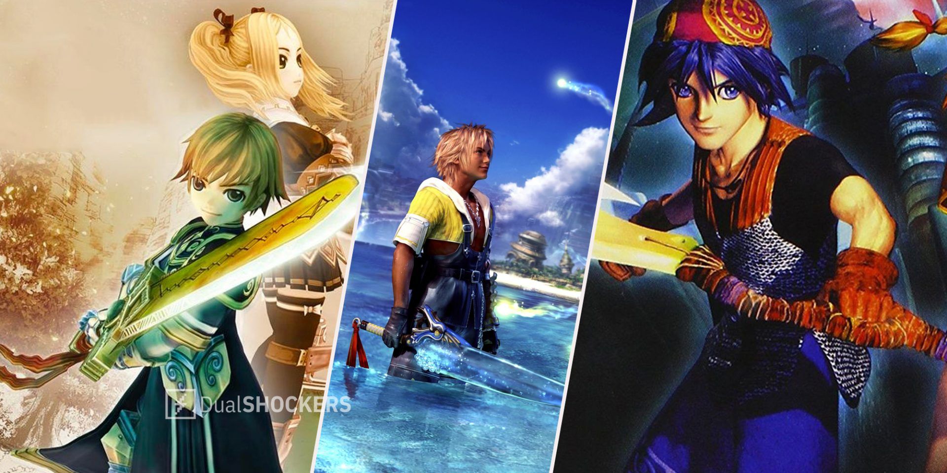 Radiata Stories on left, Final Fantasy X in middle, Chrono Cross on right