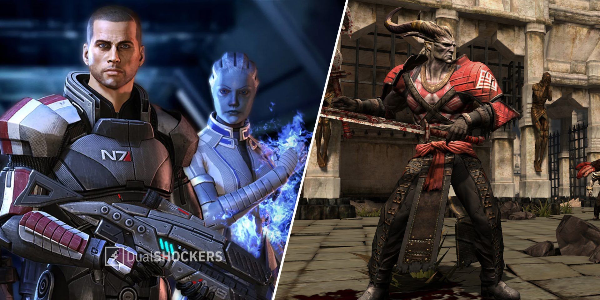 Mass Effect 3 on left, Dragon Age 2 on right