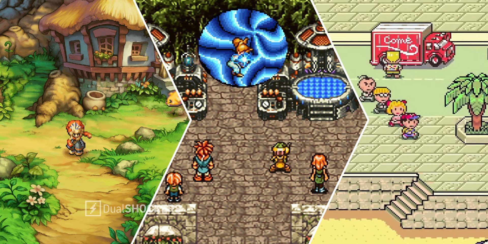 Legend of Mana on left, Chrono Trigger in middle, Earthbound on right