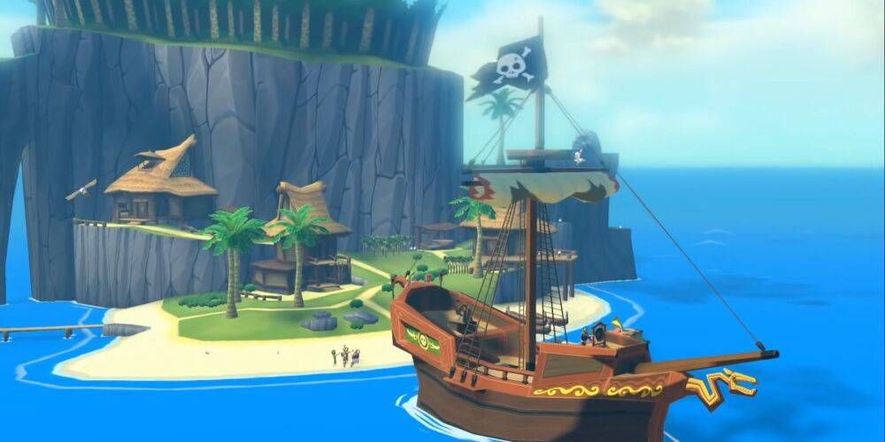 Zelda: Wind Waker island and boat