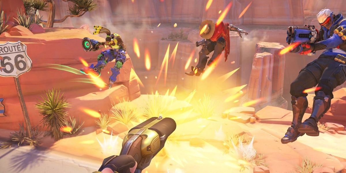 Ashe uses coach gun on Soldier 76, Lucio and Cassidy
