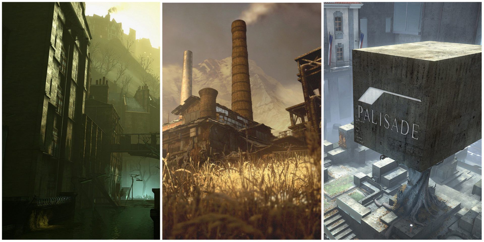 Dishonored Flooded City, Resident Evil Village Factory, and Deus Ex Mankind Divided