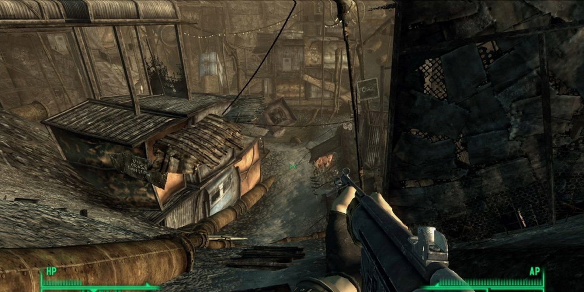 Fallout 3 Wasteland With Player Holding Gun