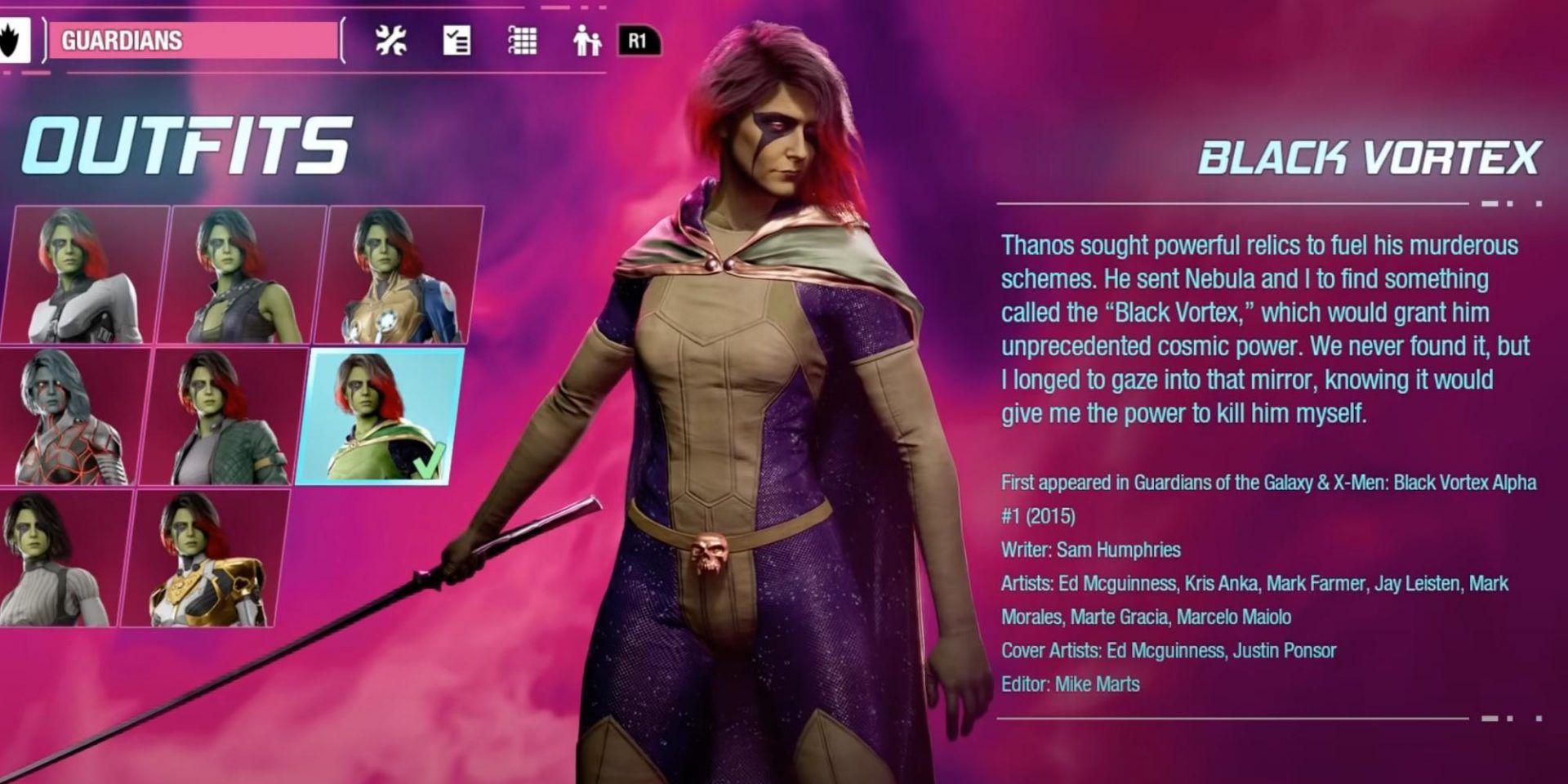 Marvel's Guardians of the Galaxy Gamora Black Vortex Outfit