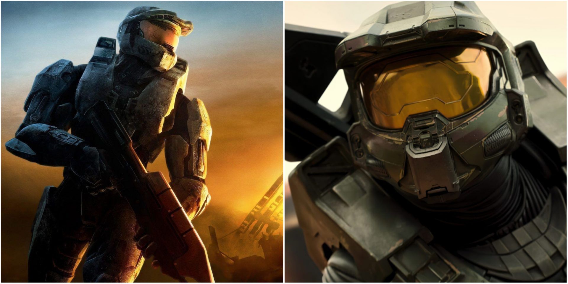 Hale 3 Cover Art Master Chief With Assualt Rifle And Halo TV Series Trailer Still Master Chief