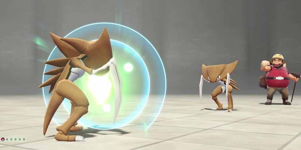 Two Kabutops face each other in Pokémon: Let's Go Pikachu/Eevee