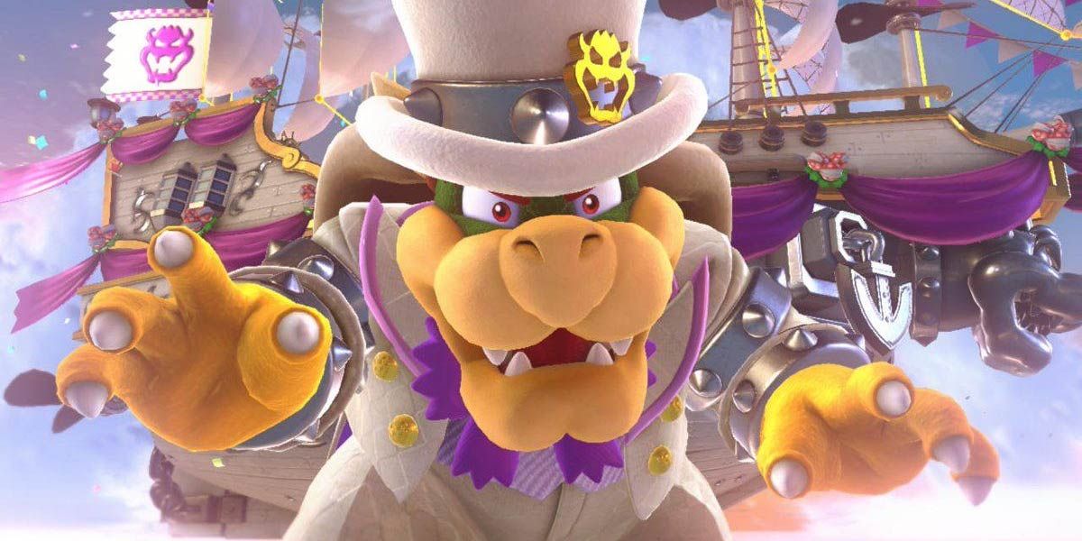 Bowser wearing his wedding tux in Super Mario Odyssey.