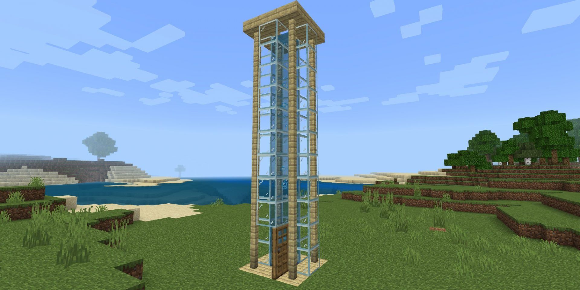 Minecraft - birch bubble elevator