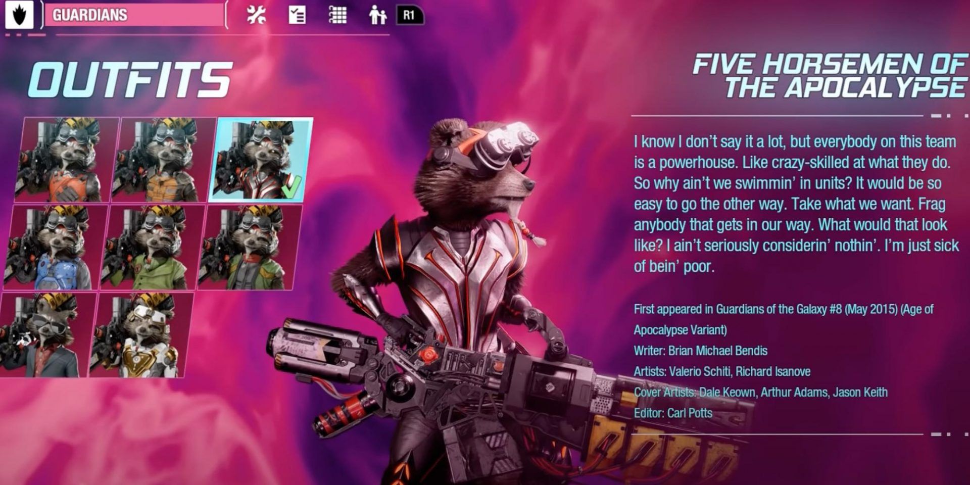 Marvel's Guardians of the Galaxy Rocket Apocalypse Horsemen Outfit