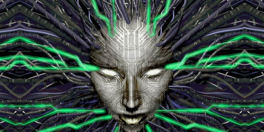 Shodan from System Shock: a metallic face surrounded by a mass of twisted wires.