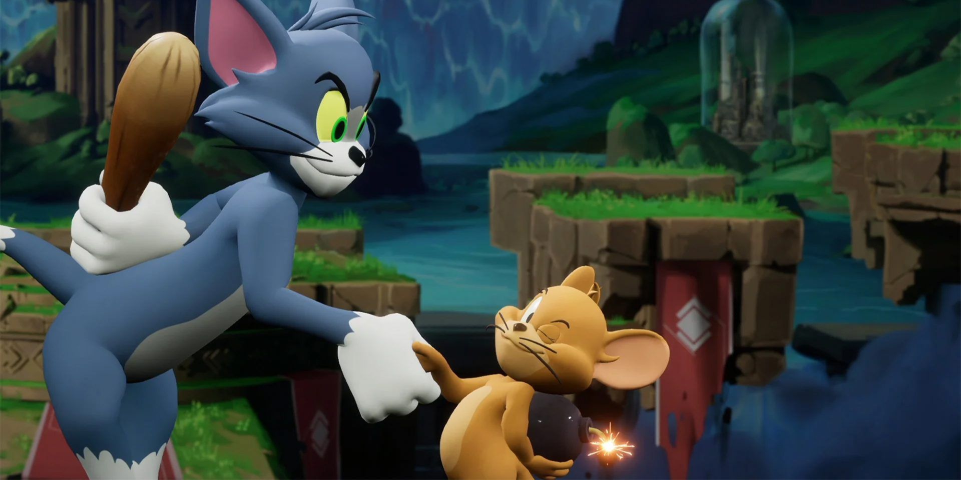 Tom and Jerry Shaking Hands With Weapons In Their Off Hands