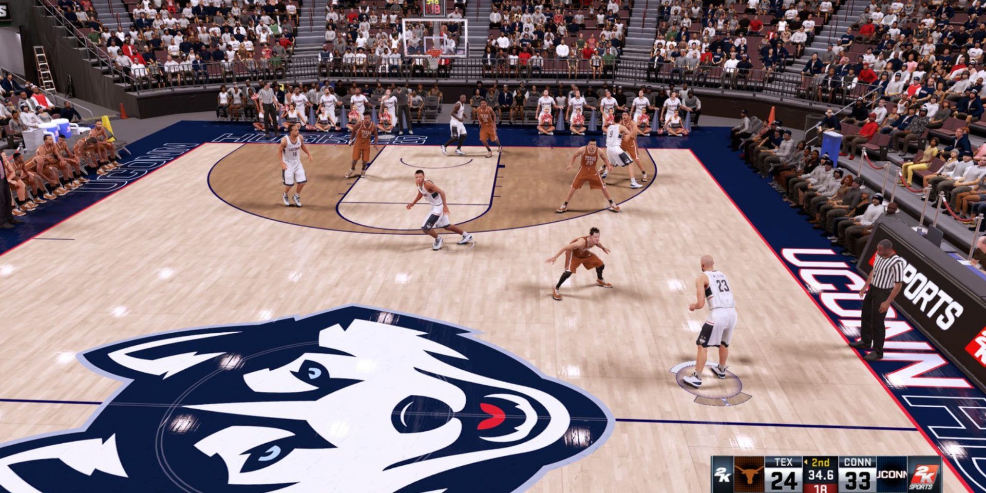 Uconn taking on Texas at home in NBA 2K